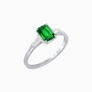 Emerald Cut Three-Stone Art Deco Inspired Engagement Ring - Shahin Jewelry